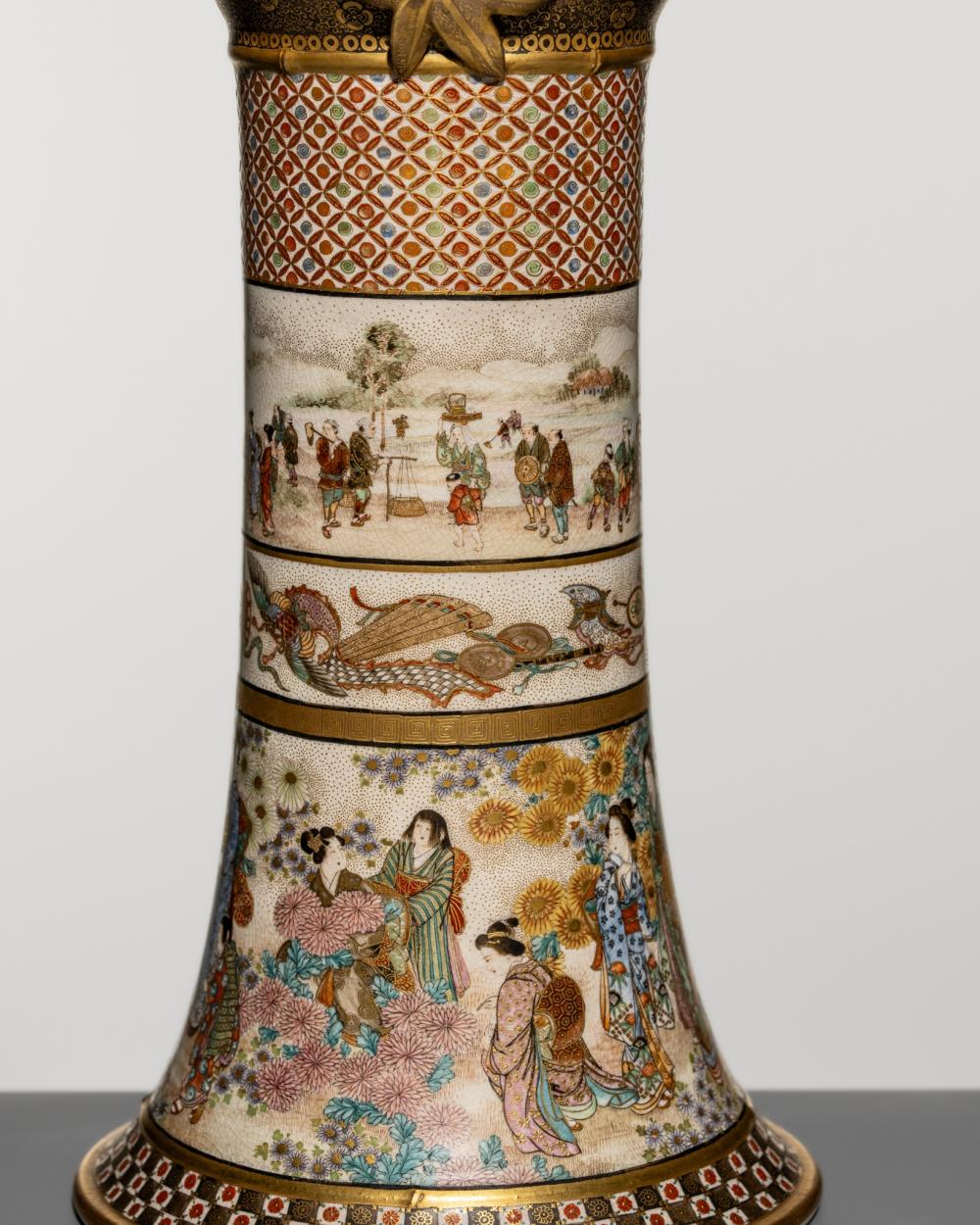 OKAMOTO RYOZAN FOR THE YASUDA COMPANY: A FINE SATSUMA CERAMIC VASE sold by Galerie Zacke, lot 226 — auction record photograph