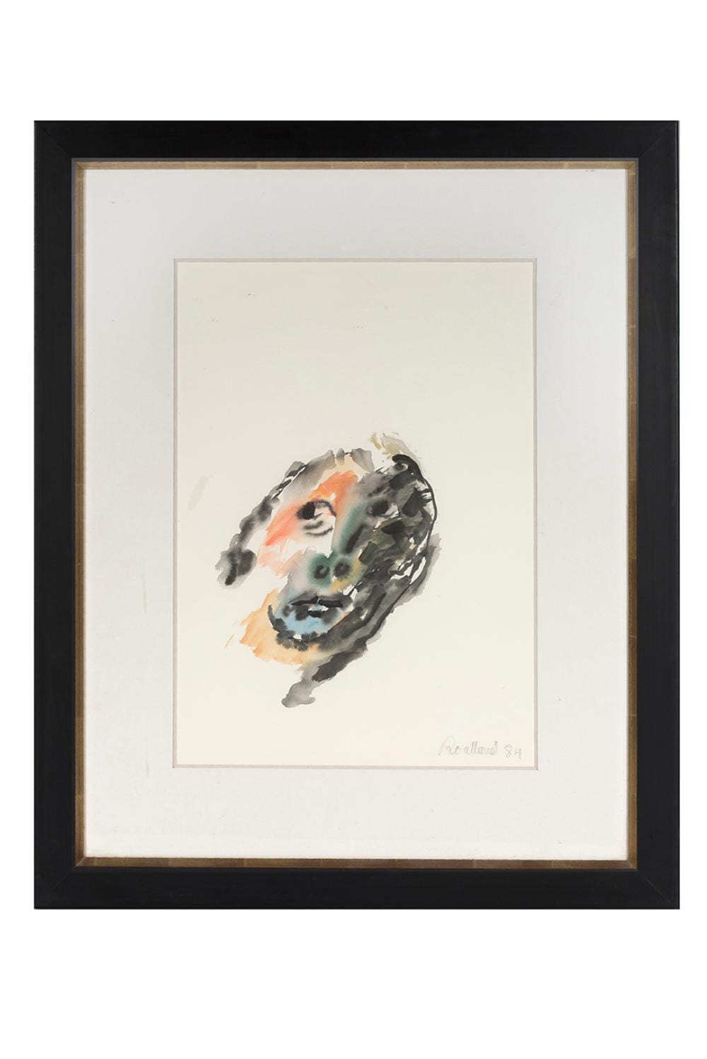 Jean Roulland comparable auction result: jean roulland 1931 2021 t te grise et orange 1984 aquarelle sur papier sign e et dat e en bas droite