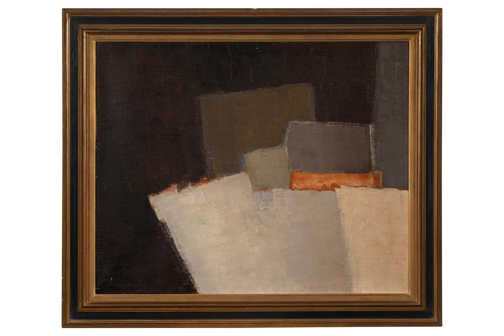 Sergio de Castro comparable auction result: sergio de castro 1922 2012 coin de table 1959 huile sur toile de lin et jutte sign e dat e et titr e au dos