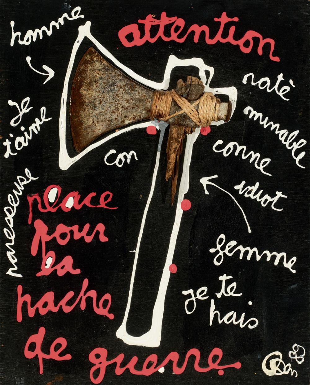 Benjamin (1935) Vautier comparable auction result: ben vautier 1935 2024 attention place pour la hache de guerre 1989 technique mixte sur panneau sign e et dat e en bas droite