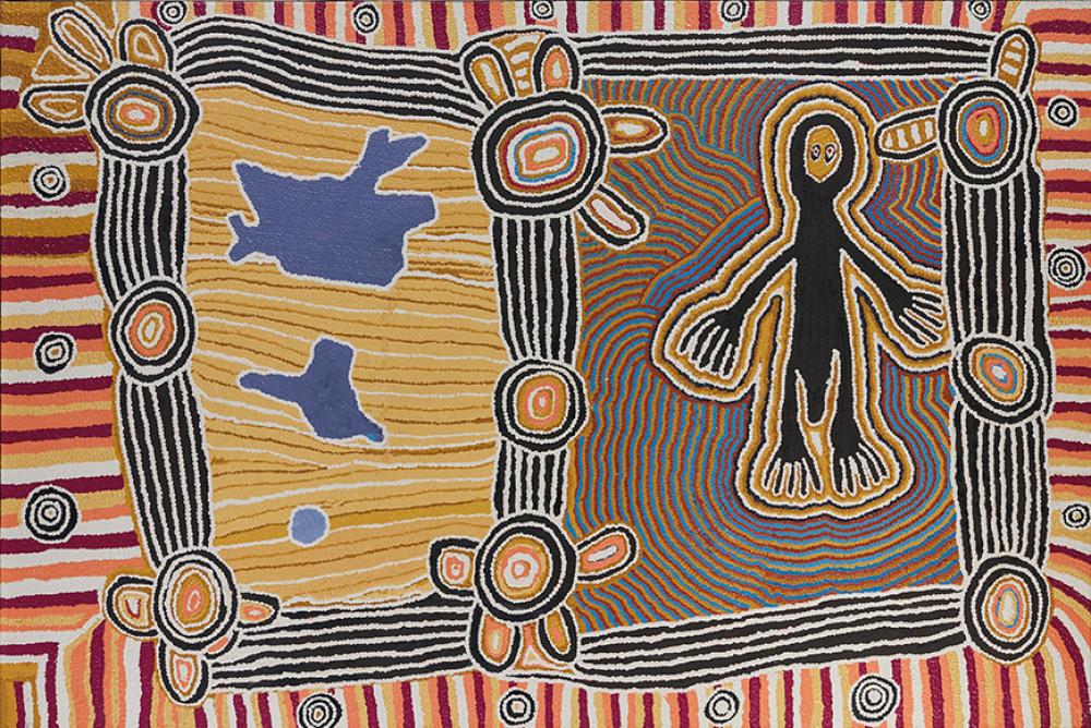Linda Syddick Napaltjarri comparable auction result: linda syddick napaltjarri n e en 1937 desert spirit 2007 acrylique sur toile sign e titr e et dat e au dos