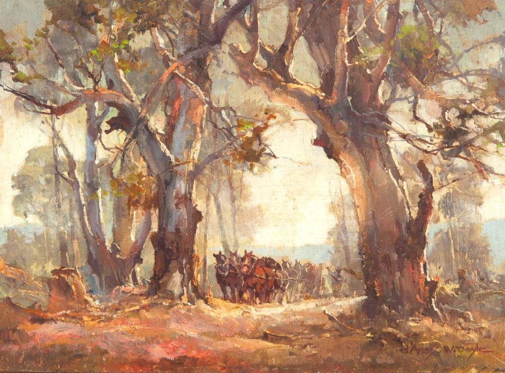 D'Arcy W. Doyle comparable auction result: d arcy w doyle the logging team oil on board