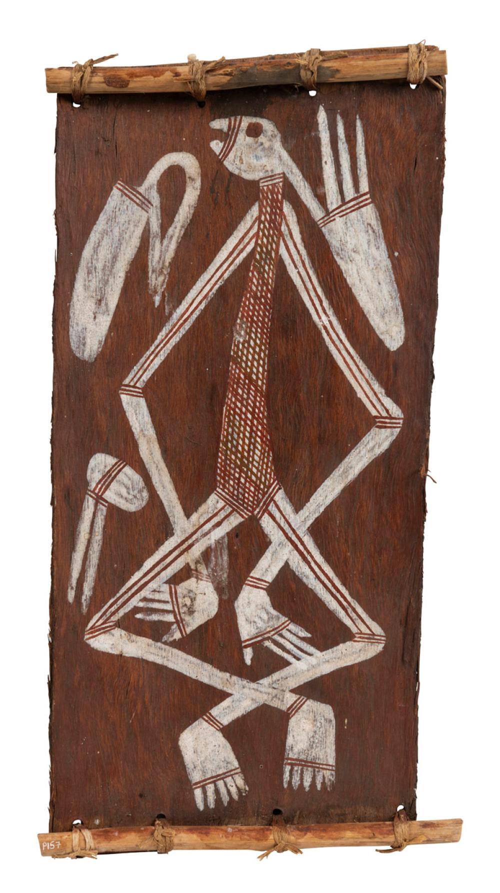 Thompson Nganjmirra comparable auction result: thompson nganjmirra 1954 mimi spirits and namorodo spirits earth pigment on bark oenpelli gallery label verso 34 x 17cm