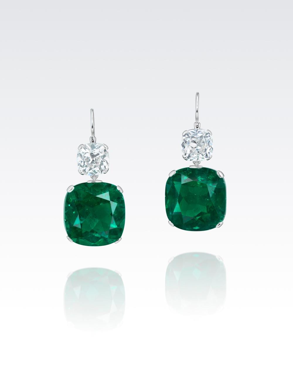 A Rare Pair Of Emerald And DIAMOND EARRINGS. comparable sale