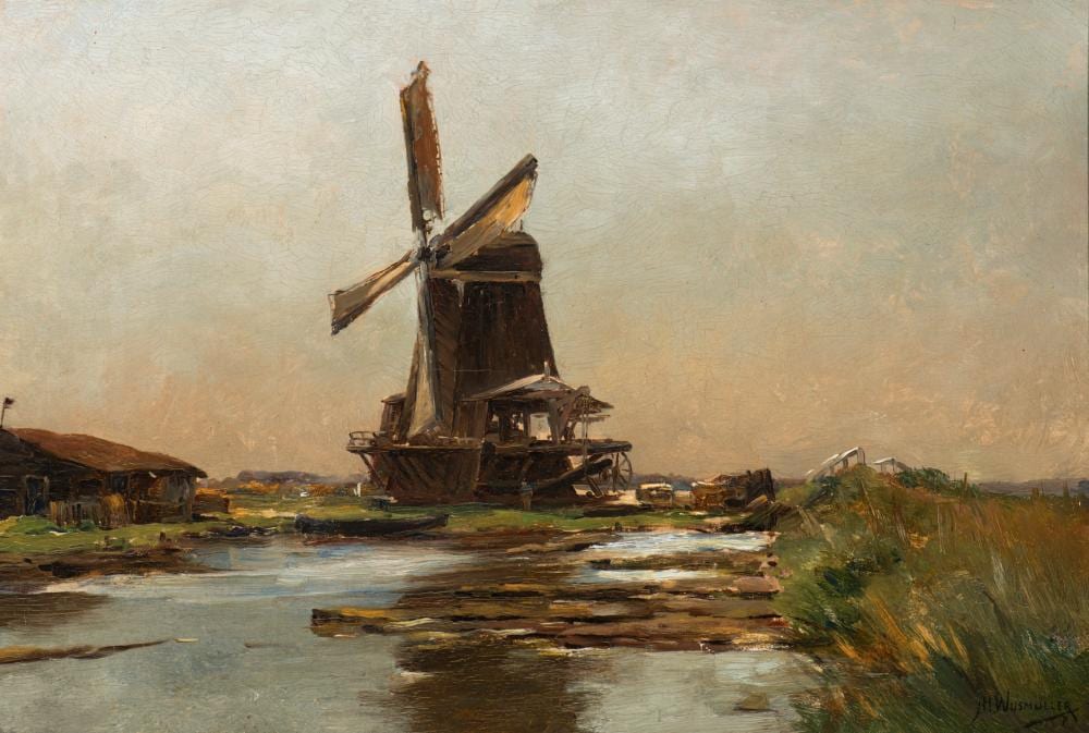 Jan Hillebrand Wijsmuller comparable auction result: jan hillebrand wijsmuller dutch 1855 1925 dutch landscape with a windmill