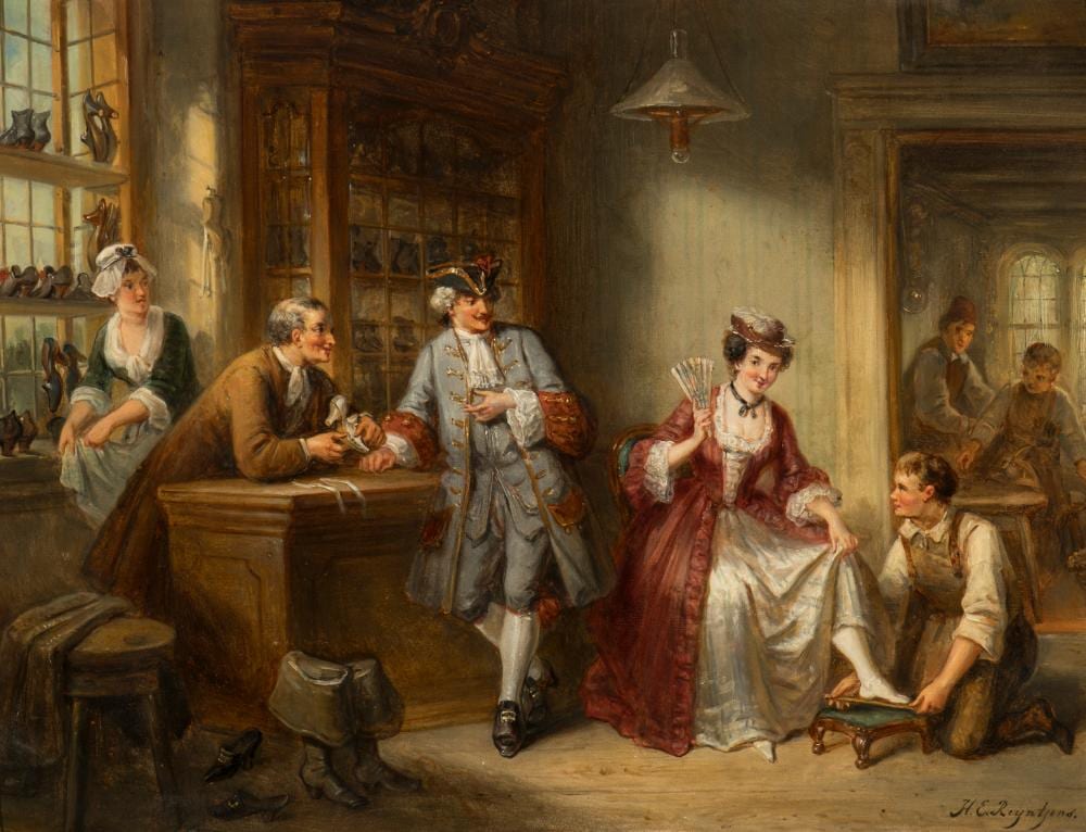 Henricus Engelbertus Reijntjens comparable auction result: henricus engelbertus reijntjens dutch 1817 1900 shoe store with customers