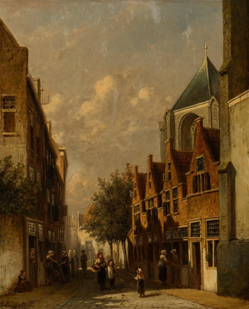 Petrus Gerardus Vertin comparable auction result: petrus gerardus vertin dutch 1819 1893 sunny cityscape with passers by 1865