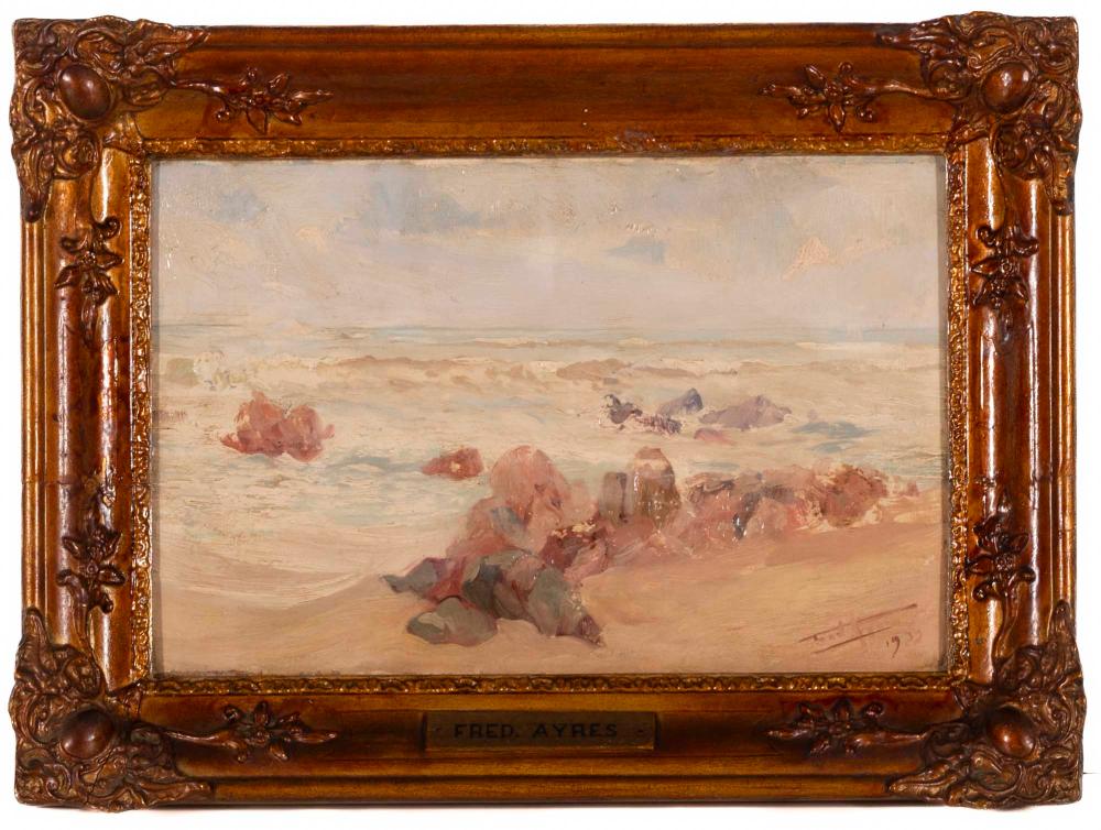 Frederico Ayres comparable auction result: frederico ayres na foz do douro leo sobre madeira dim aprox 17 5 x 27 cm