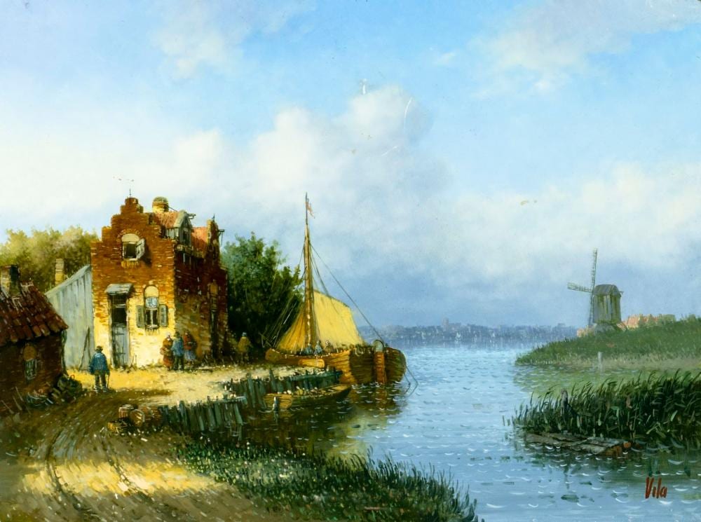 Emili Vila comparable auction result: emili vila europe 20c oil painting