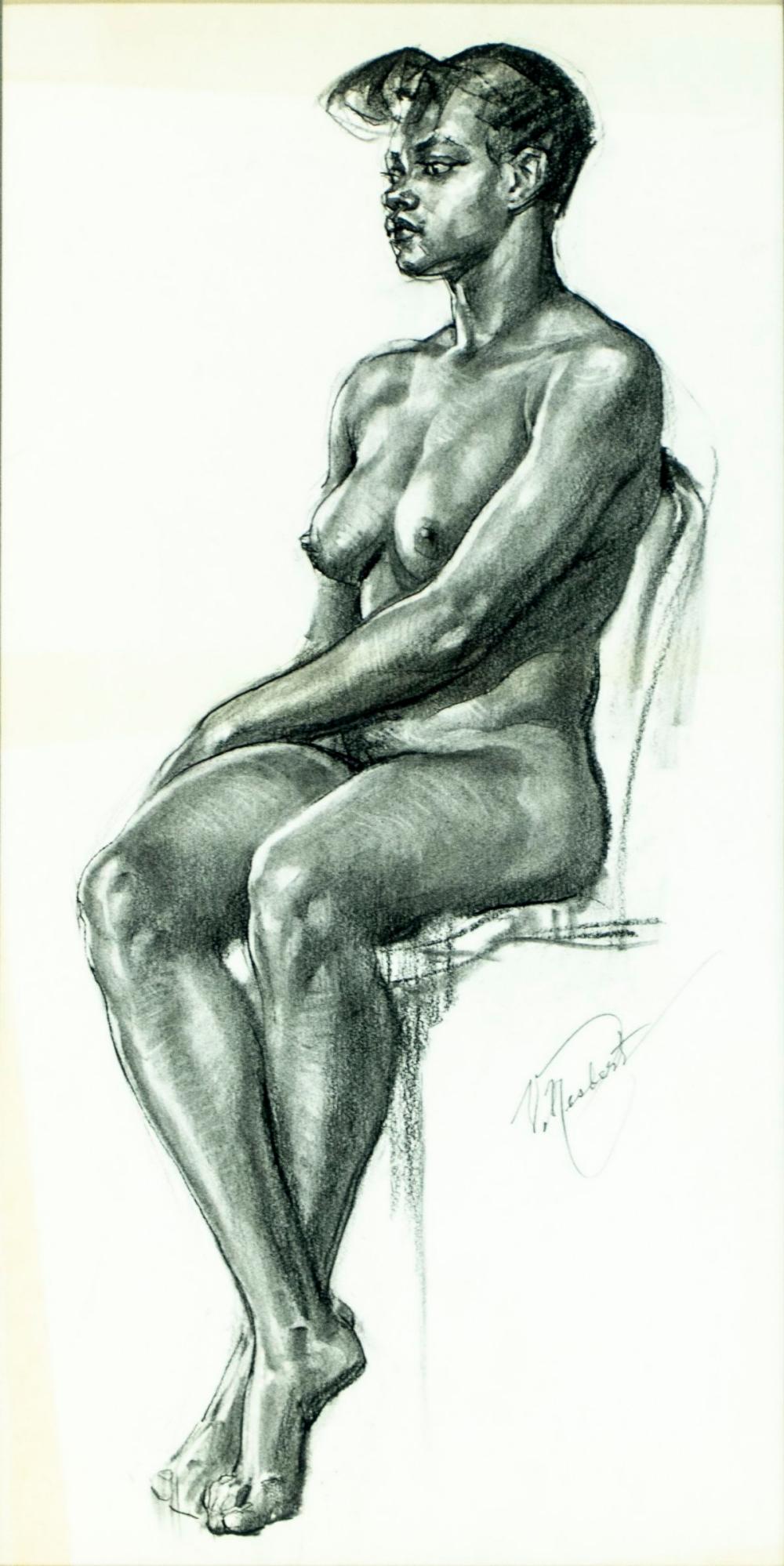 Vincent Nesbert comparable auction result: vincent nesbert pa poland 1898 1976 graphite painting