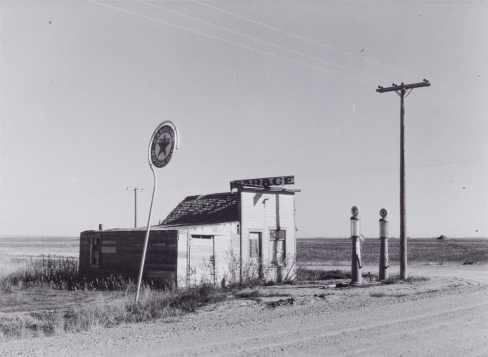 Russell Lee comparable auction result: russell lee abandoned garage on highway 2 western north dakota oct 1937