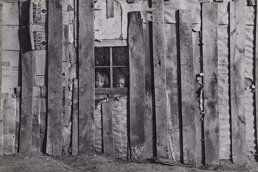 Russell Lee comparable auction result: russell lee detail of side of earl pauley s farmhouse near smithland iowa 1936