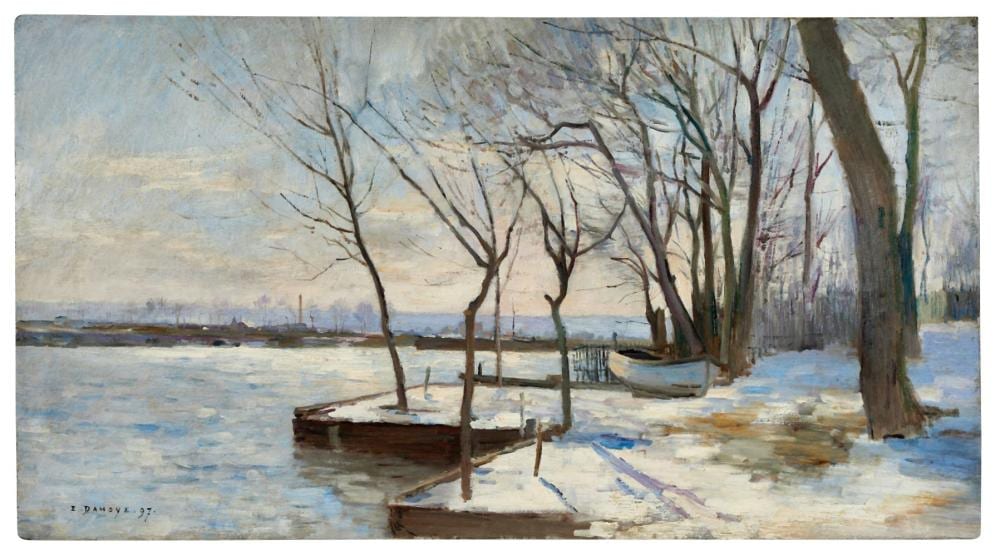 Pierre Emmanuel Damoye comparable auction result: pierre emmanuel damoye 1847 1916 bord de seine en hiver