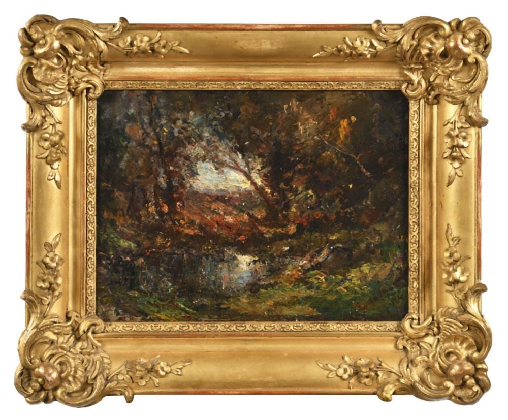 Emile Noirot comparable auction result: mile noirot 1853 1924 mare en sous bois huile sur