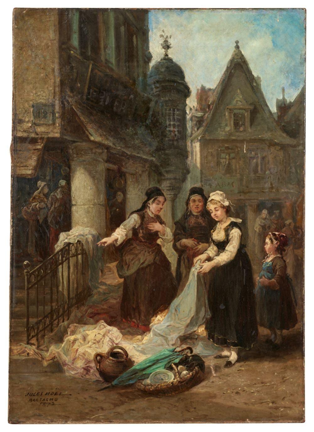 Jules Achille Noël comparable auction result: jules achille no l 1810 15 1881 la marchande de draps 1872