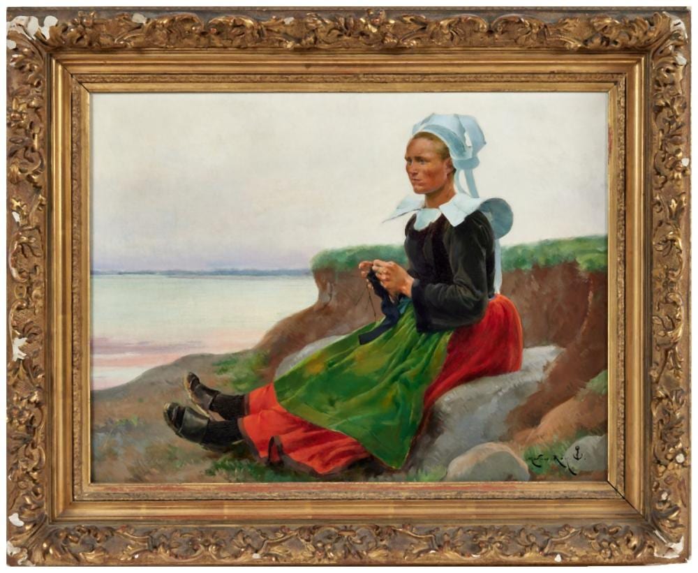 Marius (1833) Roy comparable auction result: marius roy 1833 1921 bretonne au bord de la mer