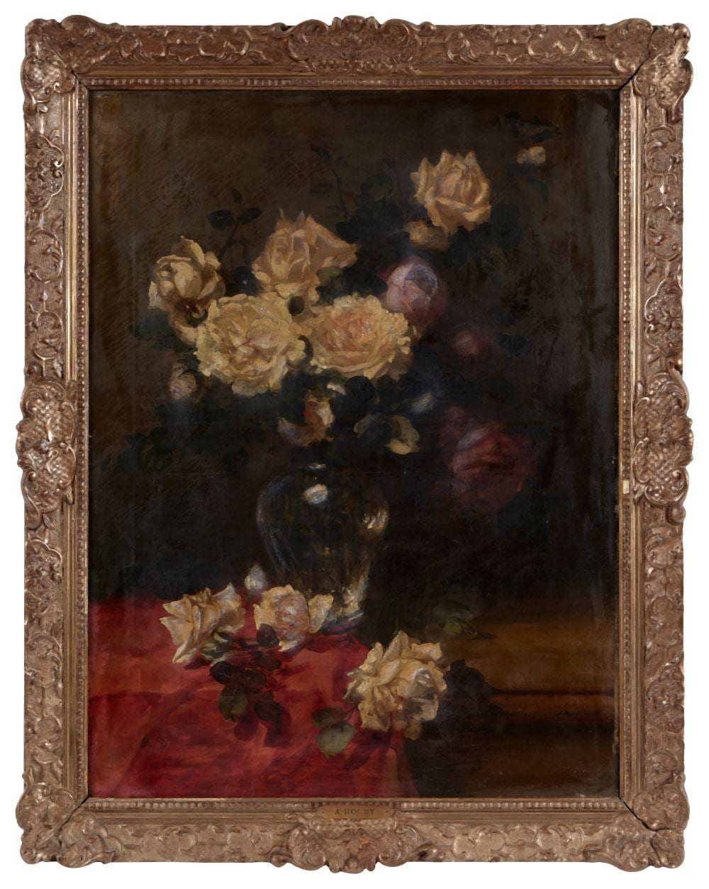 Alfred Rouby comparable auction result: alfred rouby 1849 1909 le bouquet de roses huile su