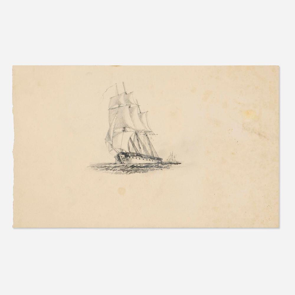 John Frederick Kensett comparable auction result: john frederick kensett ship at sea