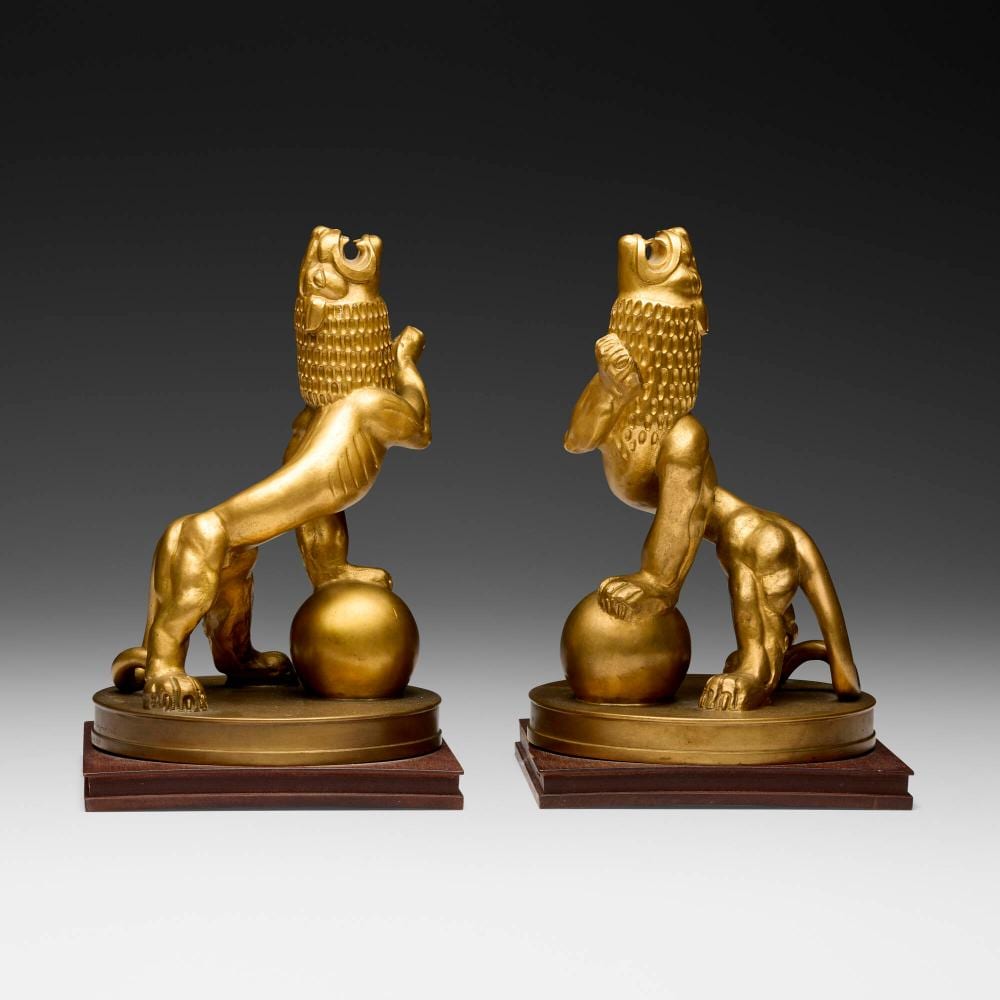 Carl Milles comparable auction result: carl milles heraldic lions pair