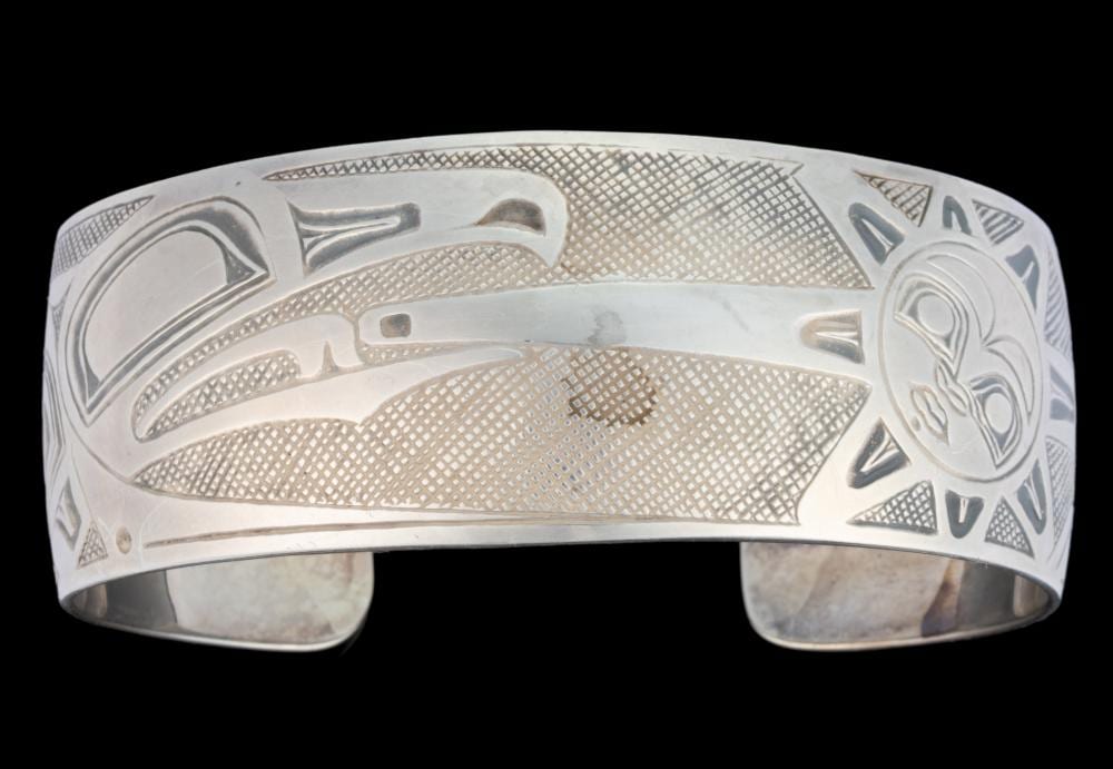 danny dennis gitksan british columbia 1951 2012 native american canadian designed pacific northwest sterling silver cuff bracelet · Jeffrey S. Evans & Associates · 2025-11-21 Danny Dennis comparable auction result: danny dennis gitksan british columbia 1951 2012 native american canadian designed pacific northwest sterling silver cuff bracelet