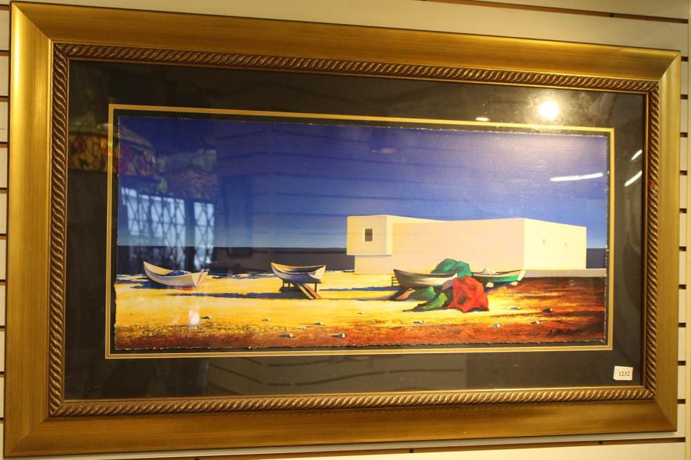 igor medvedev serigraph coastal scene with boats and house · O'Gallerie · 2025-11-10 Igor Medvedev comparable auction result: igor medvedev serigraph coastal scene with boats and house
