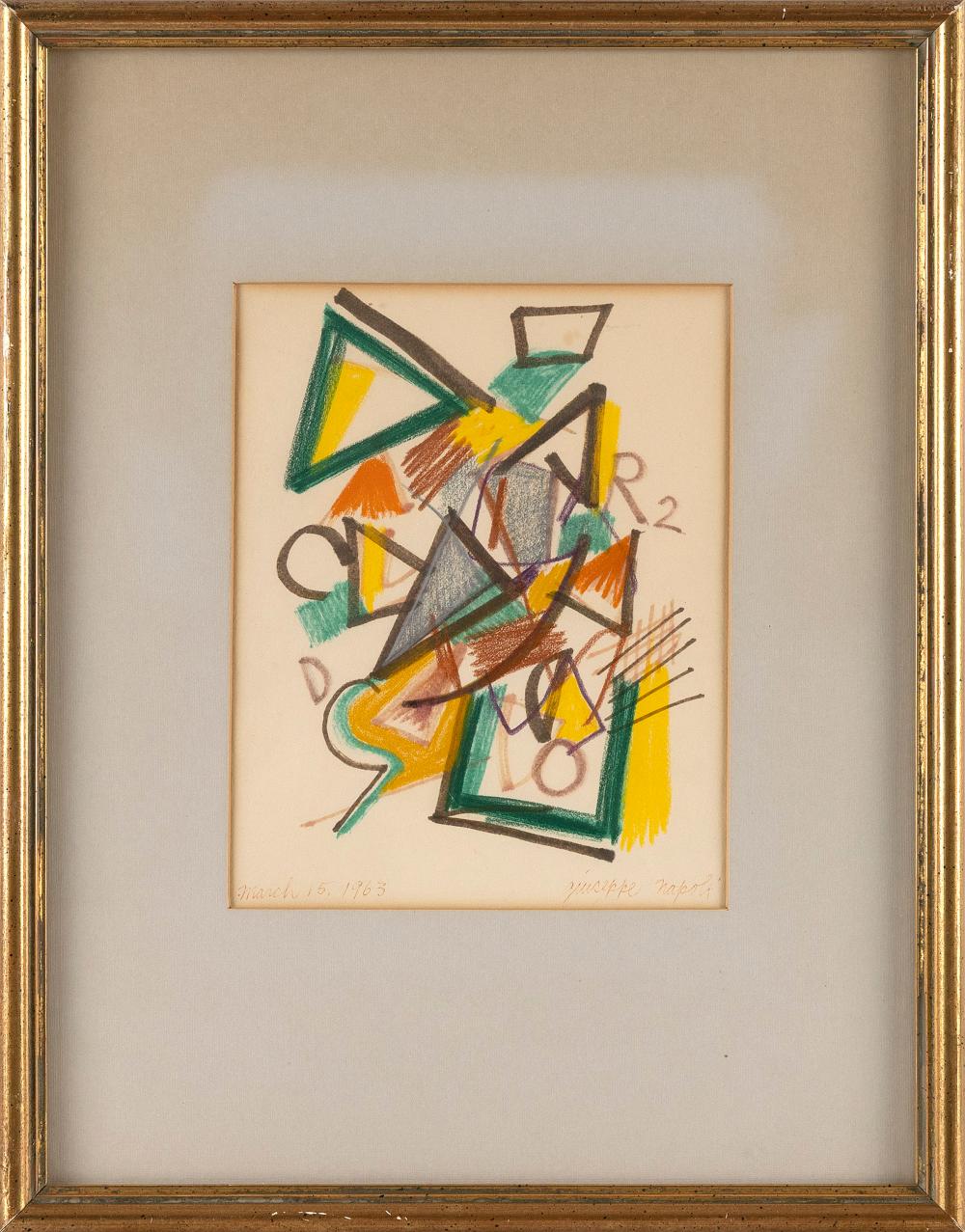 Giuseppe Napoli comparable auction result: giuseppe napoli new york 1929 1967 geometric abstract mixed media on paper 8 x 6 25 sight framed 15 75 x 12 25