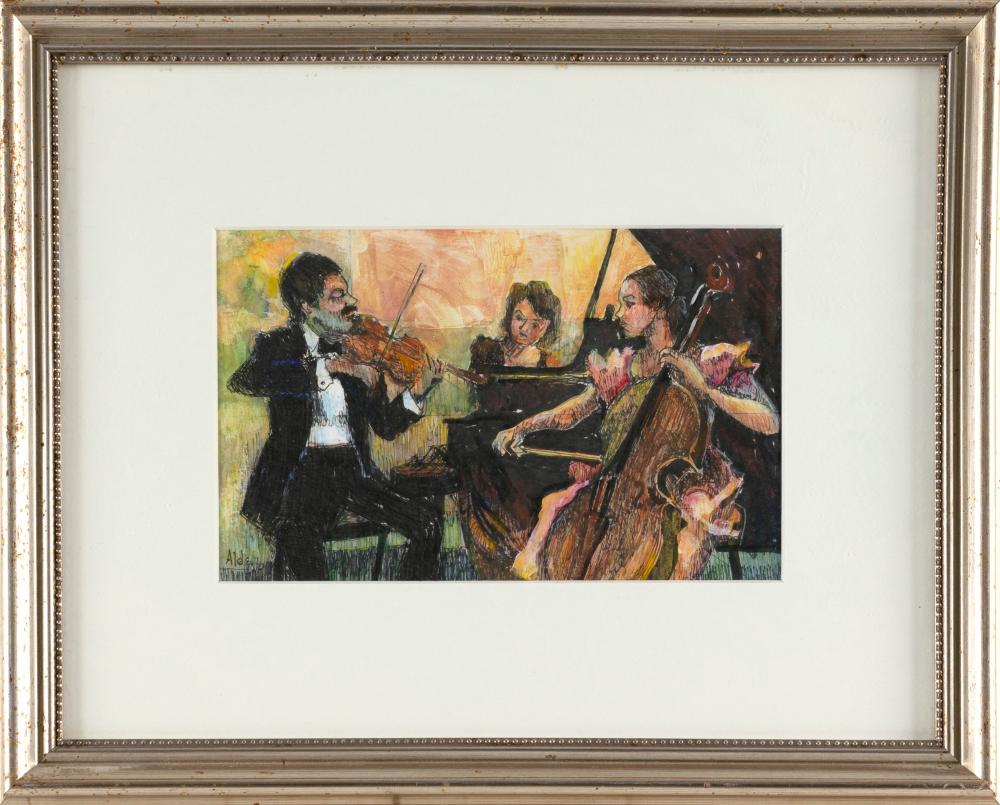 Selma Alden comparable auction result: selma alden massachusetts contemporary musical trio mixed media on paper 5 5 x 8 5 sight framed 12 25 x 15 25