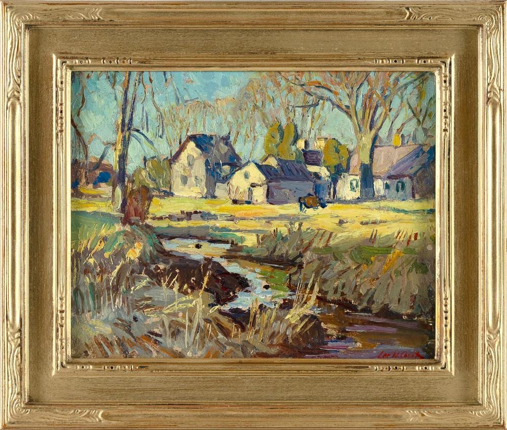 Lee Winslow Court comparable auction result: lee winslow court massachusetts maine 1903 1992 meadow brook lainsville aug 1929 oil on board 8 x 10 framed 11 x 13