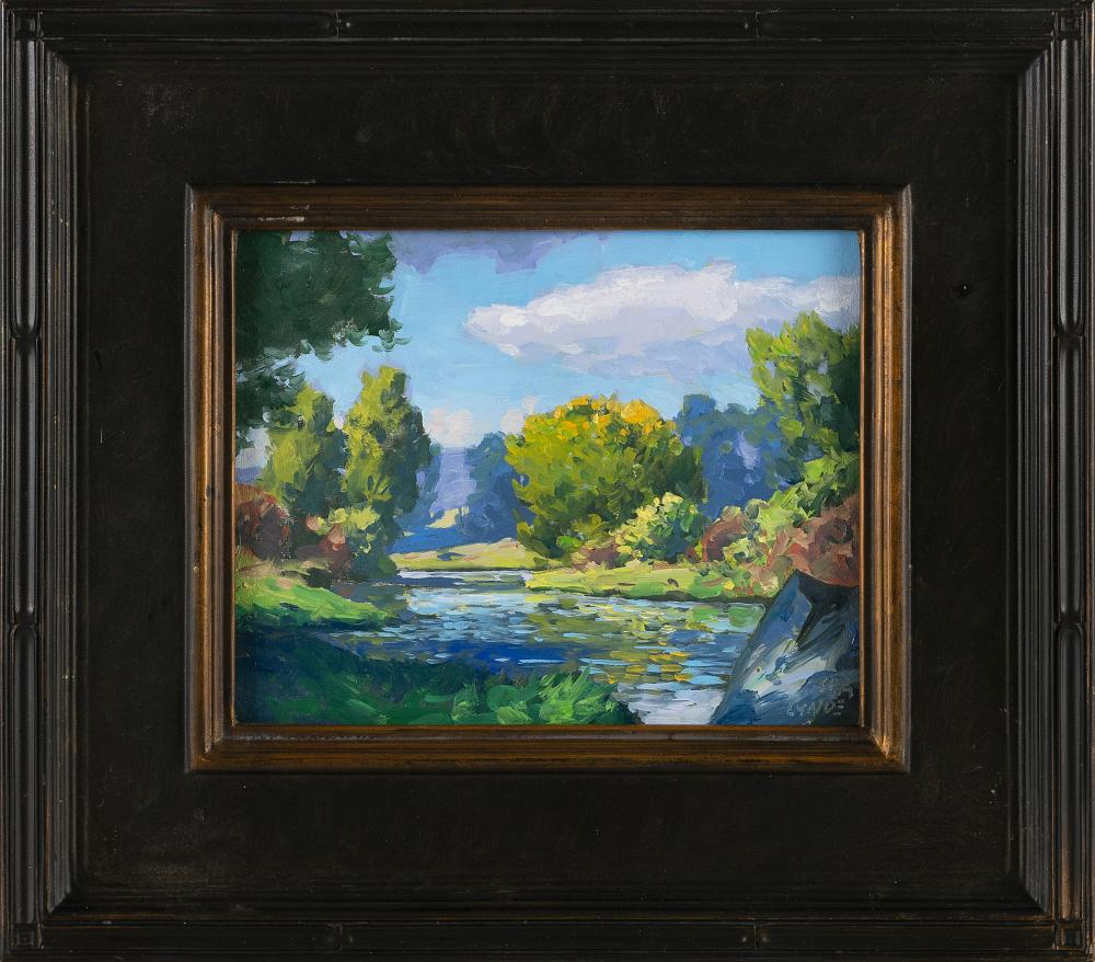 Taylor Lynde comparable auction result: taylor lynde montana 1970 autumn ness oil on canvas board 8 x 10 framed 14 5 x 16 5