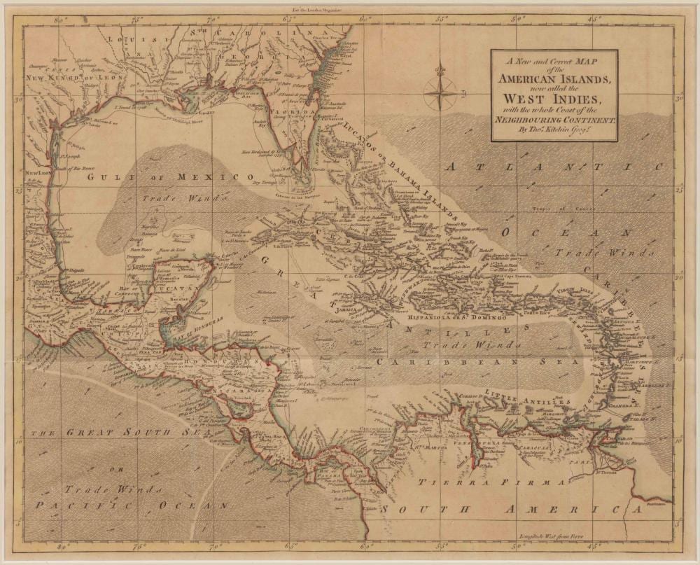 Thomas Kitchin comparable auction result: thomas kitchin english 1718 1784 map of west indies