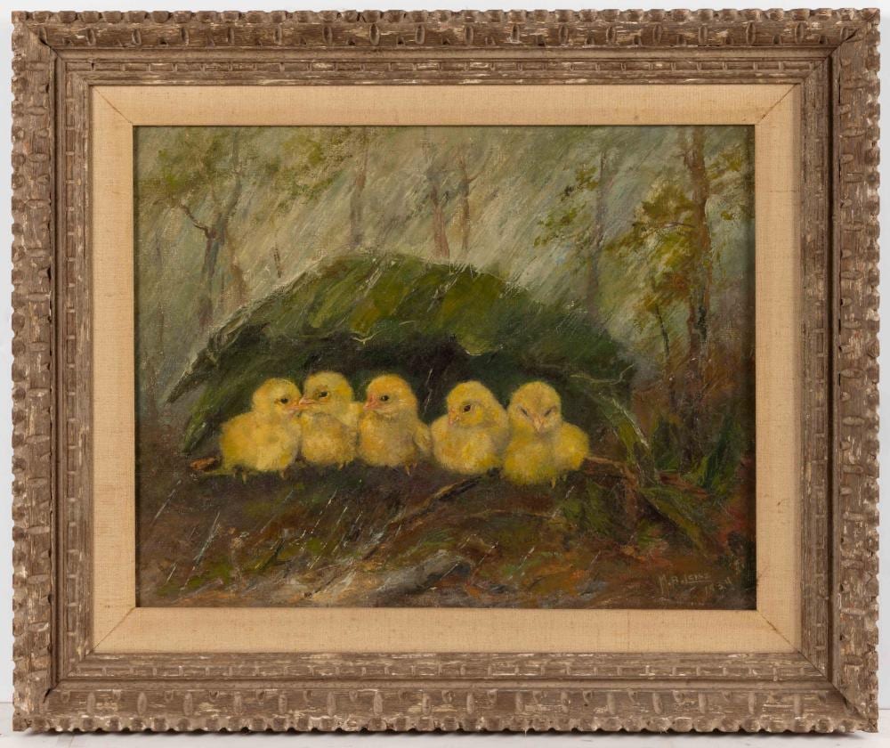 mary b leisz berks co pennsylvania 1876 1935 farmyard scene featuring chicks · Jeffrey S. Evans & Associates · 2025-11-22 Mary B. Leisz comparable auction result: mary b leisz berks co pennsylvania 1876 1935 farmyard scene featuring chicks