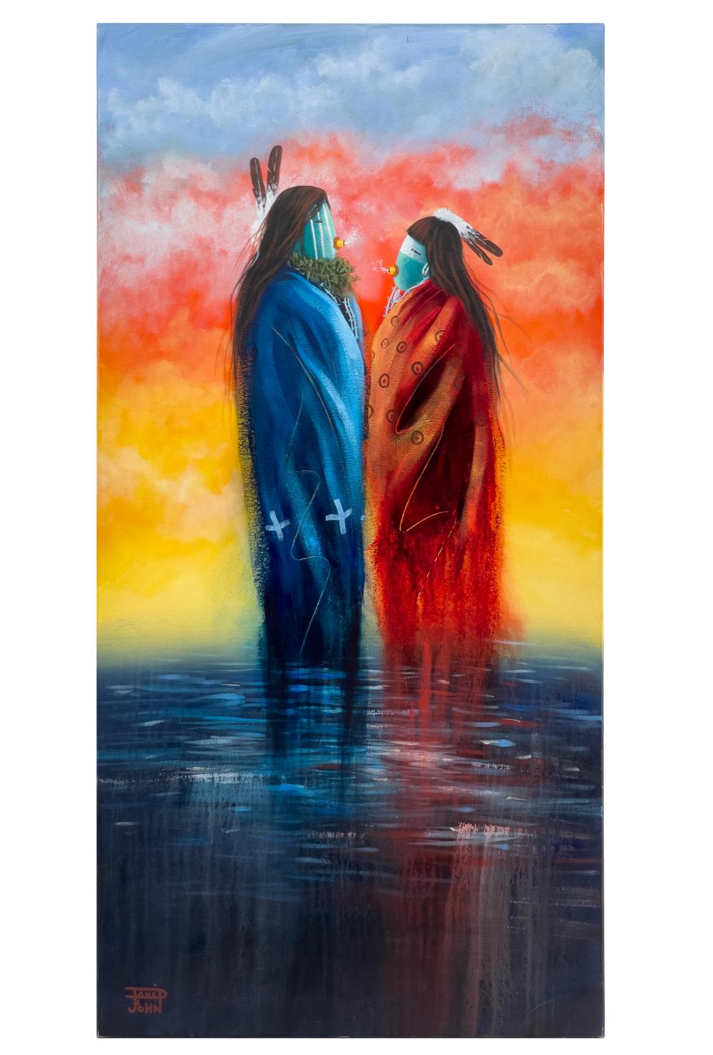 David K. John comparable auction result: david k john they came from the water acrylic on canvas