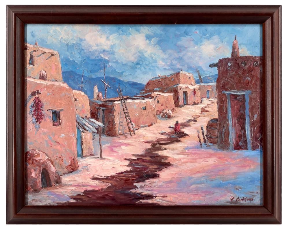 Carolyn Lankford comparable auction result: carolyn lankford street at acoma pueblo oil on board