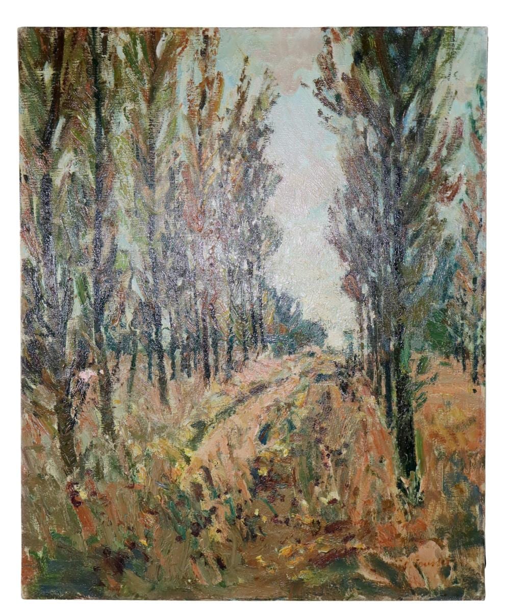 Claude Jousset comparable auction result: claude jousset unframed oil on canvas painting landscape with trees