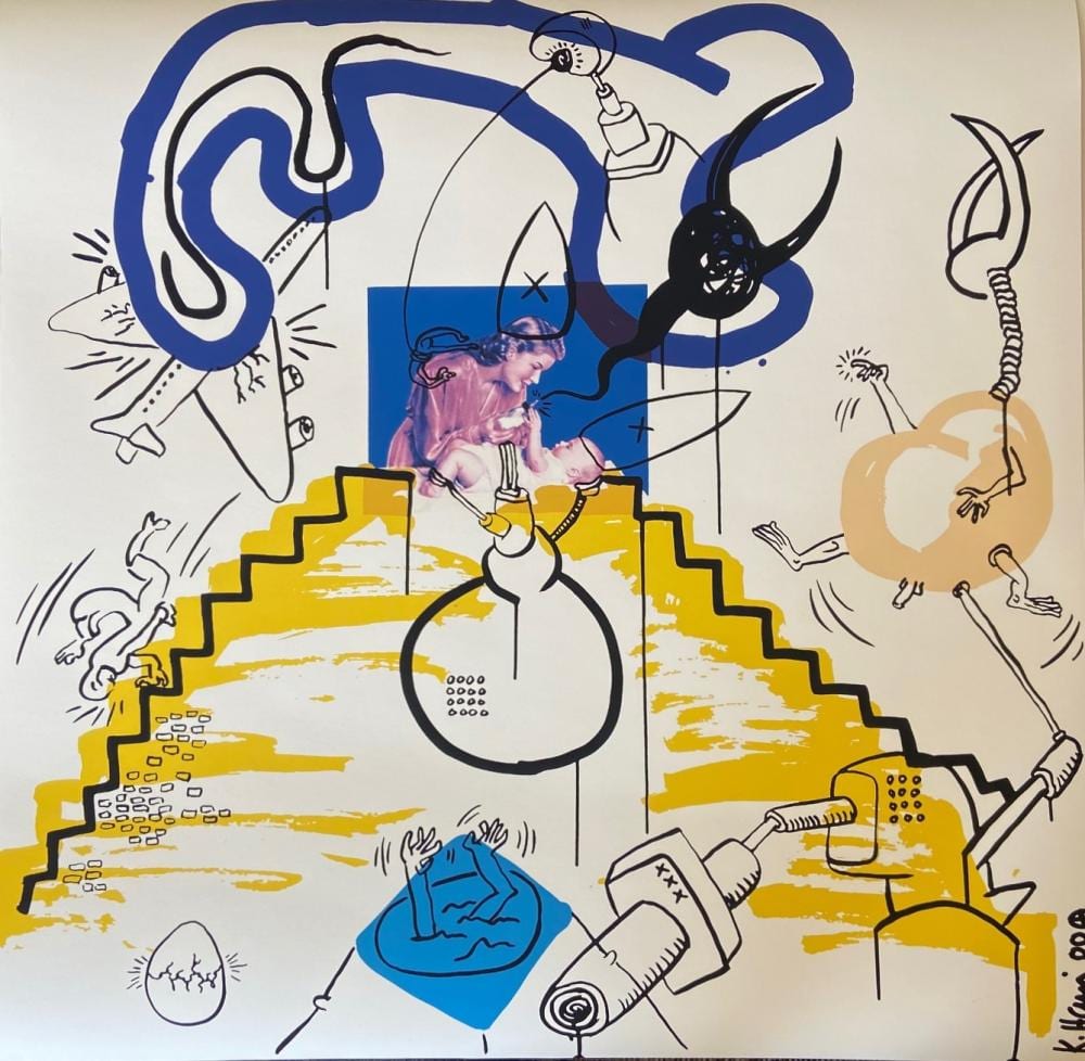 KEITH HARING 1958-1990 [AFTER] FROM THE SERIES "APOCALYPSE" PRINT ON LENNOX MUSEUM BOARD, STAMPED VERSO, 97X97CMS, UNFRAMED. sold by WA Art Auctions, lot 84 — auction record photograph