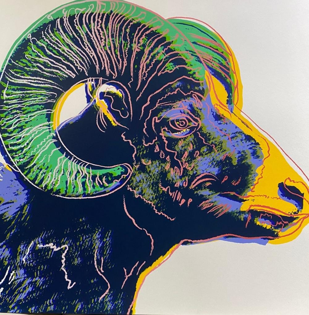 ANDY WARHOL 1928-1987 [AFTER] "BIG HORN" FROM THE ENDANGERED SPECIES SERIES"PRINT ON LENNOX MUSEUM BOARD, BLINDSTAMPED & STAMPED VERSO, 97X97CMS, UNFRAMED. sold by WA Art Auctions, lot 94 — auction record photograph