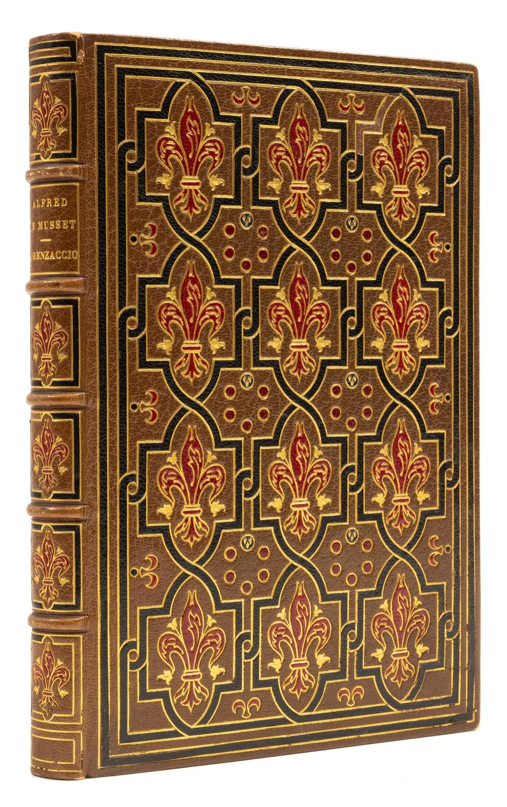 Michel Duplessis comparable auction result: michel marius binder musset alfred de lorenzaccio one of 115 copies bound in brown morocco with inlaid strapwork design paris 1895
