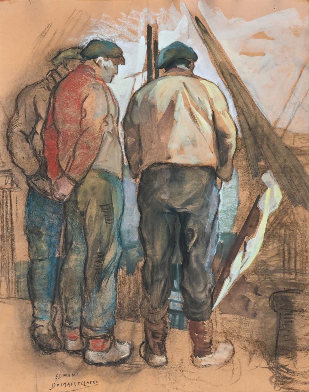 edmond de maertelaere 1876 1938 pastel fishermen on the quay signed · Maison Jules Veilinghuis · 2025-11-29 Edmond de Maertelaere comparable auction result: edmond de maertelaere 1876 1938 pastel fishermen on the quay signed