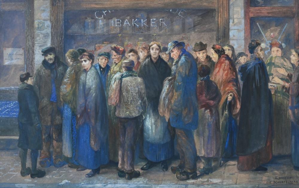 edmond de maertelaere 1876 1938 pastel queue for the baker signed · Maison Jules Veilinghuis · 2025-11-29 Edmond de Maertelaere comparable auction result: edmond de maertelaere 1876 1938 pastel queue for the baker signed