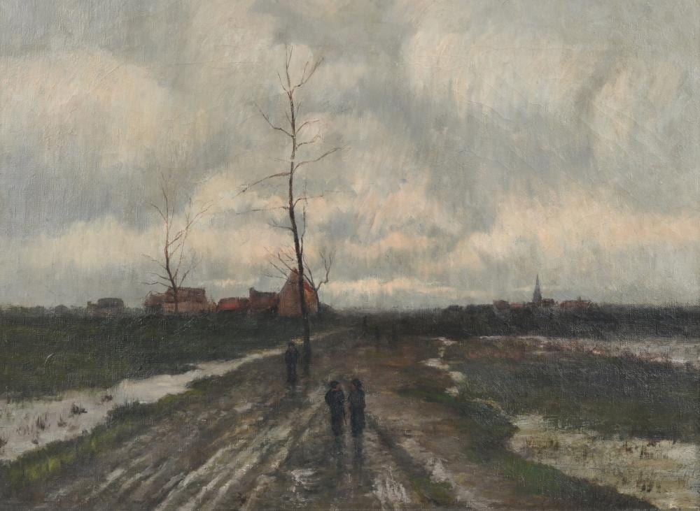 Gustave den Duyts comparable auction result: gustave den duyts 1850 1897 oil on canvas animated landscape with a village view