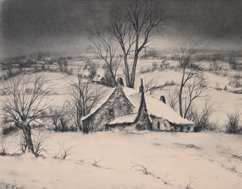 Gies Cosyns comparable auction result: gies cosyns 1920 1997 pencil drawing winter view of the flemish ardennes signed
