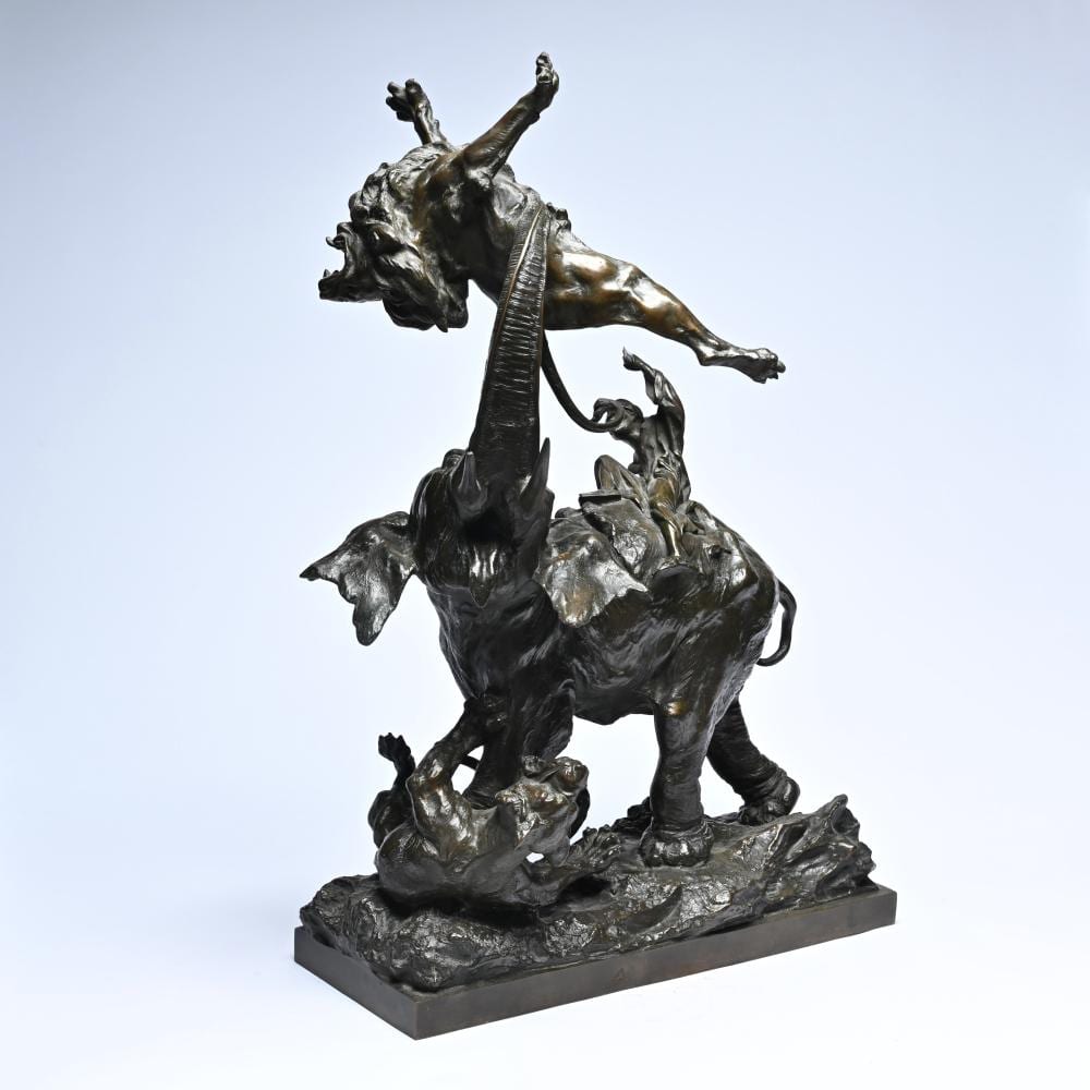 Antonio Amorgasti comparable auction result: antonio amorgasti 1880 1942 bronze group of elephant fighting lions signed and dated 1915