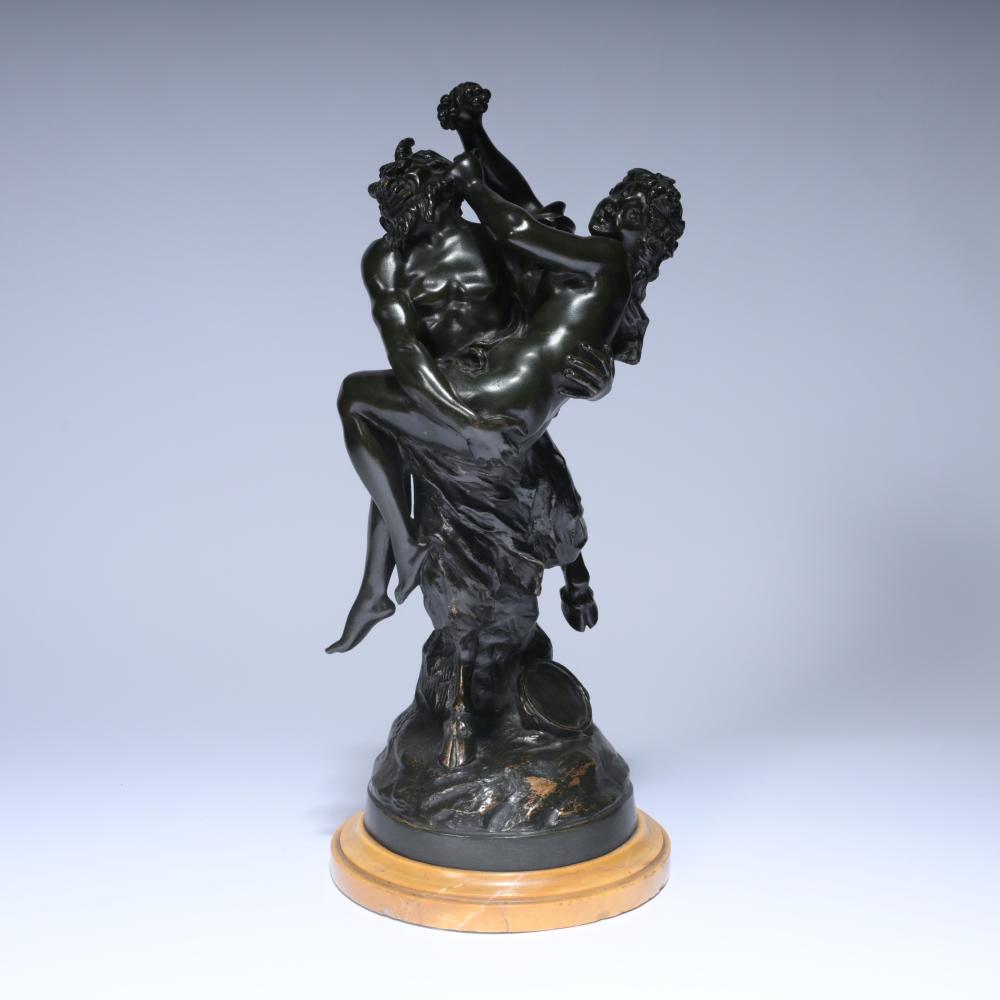 Sylvain Kinsburger comparable auction result: sylvain kinsburger 1855 1935 patinated bronze sculpture of a satyr and a nymph signed