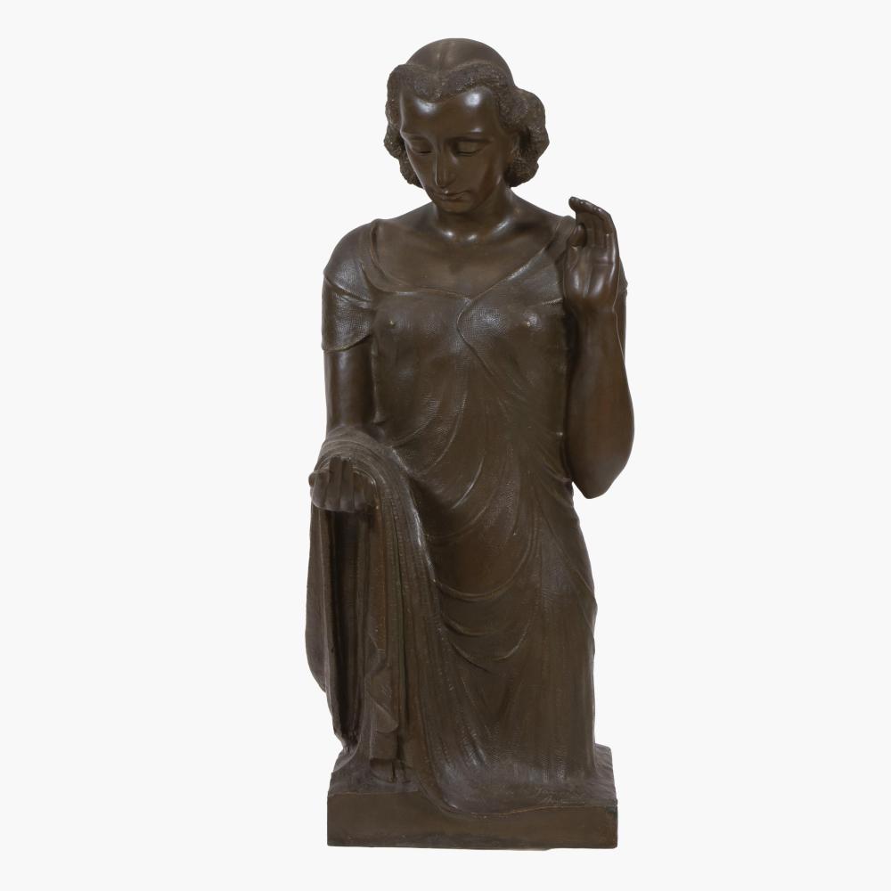 jan anteunis 1896 1973 large patinated plaster art deco statue of a woman signed and with plinth · Maison Jules Veilinghuis · 2025-11-29 Jan Anteunis comparable auction result: jan anteunis 1896 1973 large patinated plaster art deco statue of a woman signed and with plinth