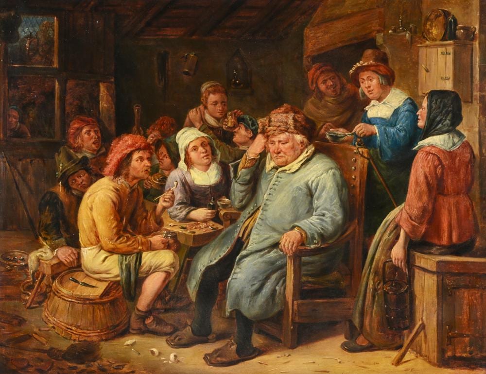 Joos van Craesbeeck comparable auction result: joos van craesbeeck 1605 06 1660 61 after oil on panel 17 18th century peasant company in an inn