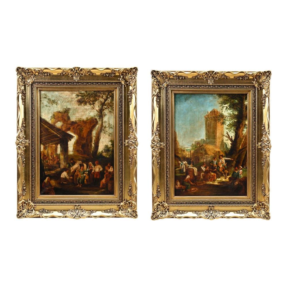 karel dujardin c 1626 1678 after pendant oil on canvas peasants listening to a musician and peasants drinking outside the tavern signed · Maison Jules Veilinghuis · 2025-11-29 Karel DuJardin comparable auction result: karel dujardin c 1626 1678 after pendant oil on canvas peasants listening to a musician and peasants drinking outside the tavern signed