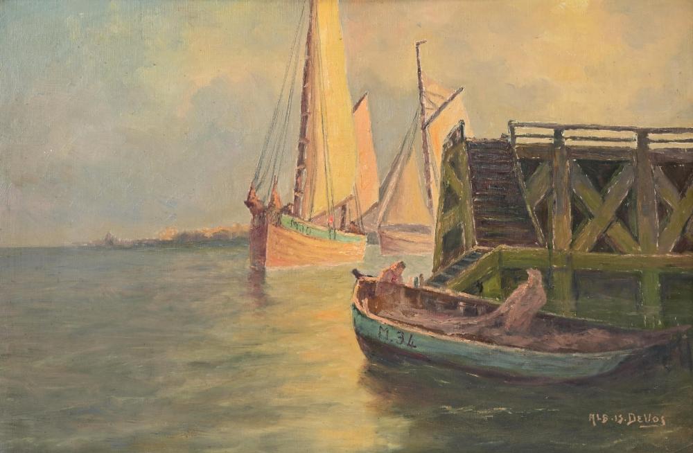 Albert Devos comparable auction result: albert isidore devos 1868 1950 oil on canvas sailing boats sailing along the quay signed