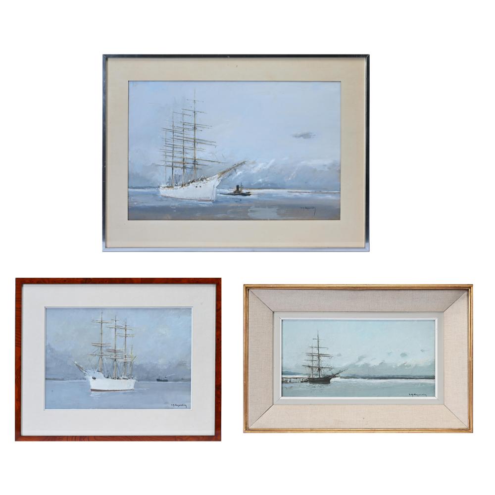 René Marie Dujardin comparable auction result: ren marie dujardin 1913 2002 lot with 3 oil works sailing ships signed