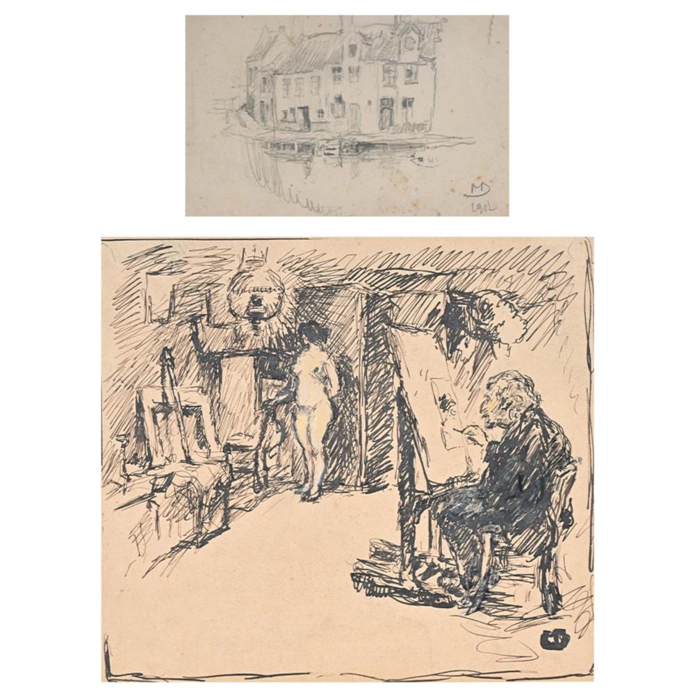 maurice dupuis 1882 1959 2 pencil drawings the studio and houses on the waterfront signed · Maison Jules Veilinghuis · 2025-11-29 Maurice Dupuis comparable auction result: maurice dupuis 1882 1959 2 pencil drawings the studio and houses on the waterfront signed