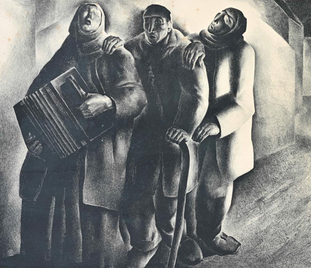 Anto Carte comparable auction result: anto carte 1886 1954 lithograph les musiciens aveugles 171 240 signed